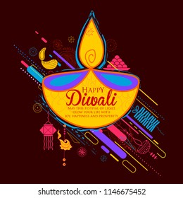 illustration of burning diya on Happy Diwali Holiday background for light festival of India illustration of burning diya on Happy Diwali Holiday background for light festival of India