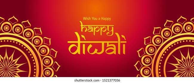 illustration of Burning diya on Happy Diwali Hindu Holiday background for light festival of India
