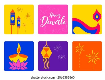 illustration of burning diya on Happy Diwali Holiday background for light festival of India