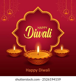 ilustração de diya queimando no fundo feliz feriado de Diwali para o festival de luz da Índia