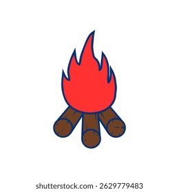 Illustration of a burning fire. Camping fire