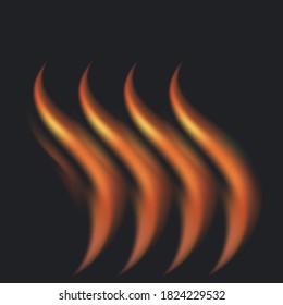 illustration of burning fire flame on black background.