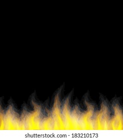Illustration burning fire flame on black background - vector 