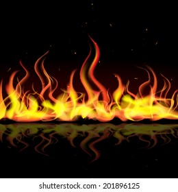 illustration of burning fire flame on black background
