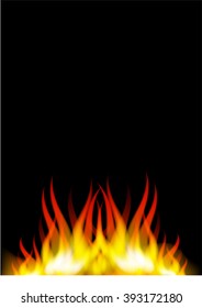 illustration of burning fire flame on black background