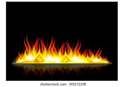 illustration of burning fire flame on black background
