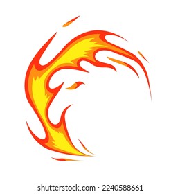 Illustration of burning fire flame (white background, vector, clipping)