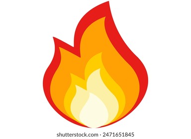 
illustration of burning fire in flat style.Fire emoji fire icon isolated on white background.