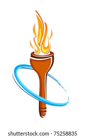 ilustração da tocha de fogo em chamas no fundo isolado