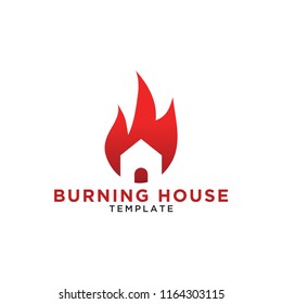 Illustration of burning house logo design template vector