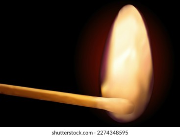 Illustration of a burning match on a dark background