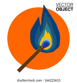 Illustration of burning match vector. Isolated