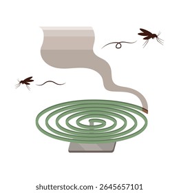 Ilustração de uma bobina de mosquito em chamas. Repelente de mosquito.