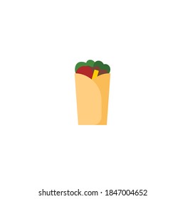Illustration of Burrito Flat Icon: Fast Food, Icon Set Vector Illustration Design
