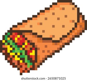 illustration of burrito in pixel art style - vector