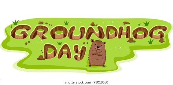 Illustration of Burrows Forming the Word Groundhog Day