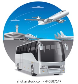 illustration of bus in airport for passengers