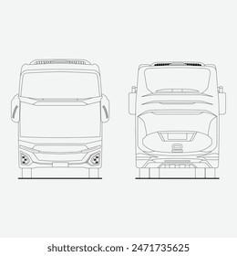 The Illustration of Bus Front Back
