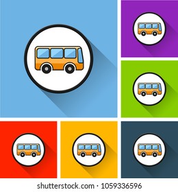 Illustration of bus icons with long shadow