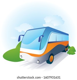 Illustration of bus, with nice background vector