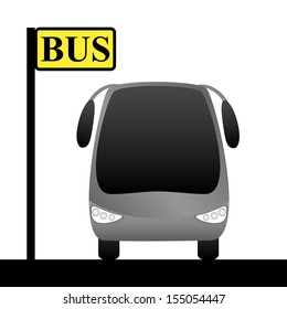 Illustration of a bus stop and bus 
