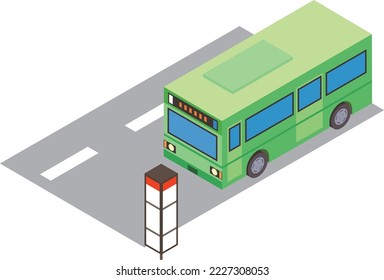 ilustración de la parada de autobús y autobús