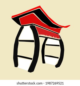 illustration of a bus stop on a beige background