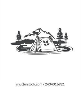 illustration of bushcraft, camping, we love nature, vector art.