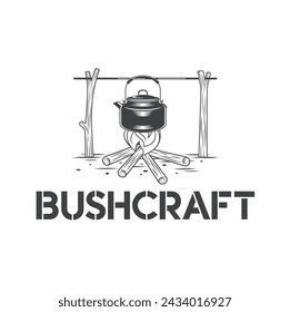 illustration of bushcraft, camping, we love nature, vector art.