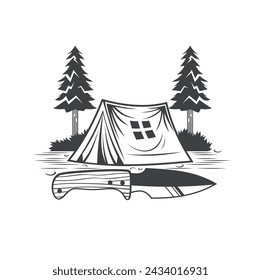 illustration of bushcraft, camping, we love nature, vector art.