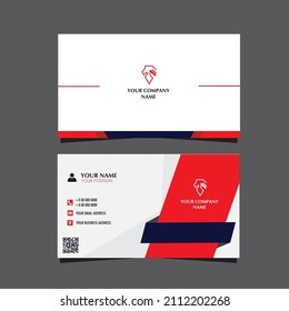 Illustration of business card templates. Elegant abstract horizontal business card with red and white color in flat design style.
