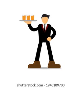 illustration of a business carrying a drink. can be used for various designs, brochures, banners, websites, and others. simple design.