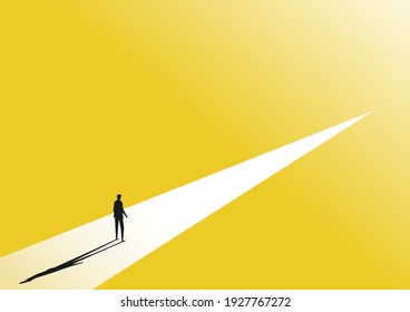 Illustration of business challenge with man standing on future. The concept of a business challenge or target.