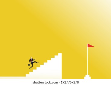 Illustration of business challenge with man standing on future. The concept of a business challenge or target.