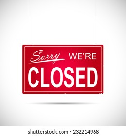 Illustration of an business Closed sign isolated on a white background.