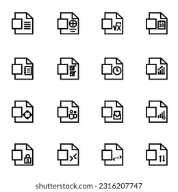 illustration Business communication line icon set office. Editable stroke