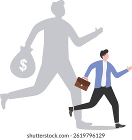 Ilustração de conceito de negócios, empresário andando com sua sombra reflexão

