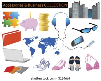 illustration of business and daily life accessories