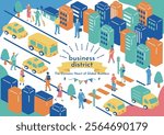 An illustration of a business district landscape