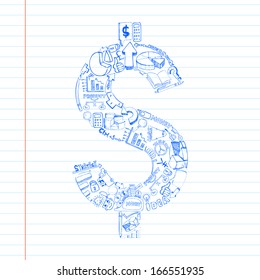 illustration of business dollar doddle