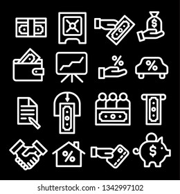 illustration of business and finance icon set white outline on the white background