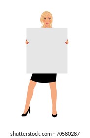 Illustration business girl with board isolated on white background - vector