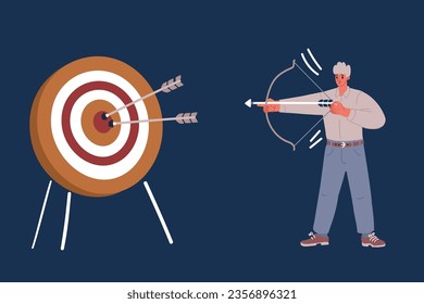 Illustration of Business Goals Achievement Concept. Businesspeople Team Carry Huge Arrow with Businessman Standing on it Running to Huge Target. Aim Mission Challenge Task Solution.
