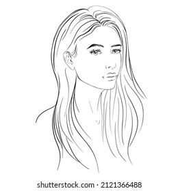 Illustration of business hairstyle with natural long hair. Hand-drawn idea for gretting card, poster, flyers, web, print for t-shirt.