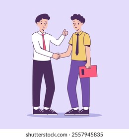 Illustration of Business Handshake Between Two Professionals