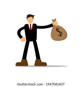 illustration of a business holding a money bag. can be used for designs, brochures, banners, websites, and others. simple design.