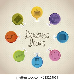 Illustration of business icons, connectivity, networking, web, vector illustration