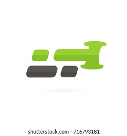 Illustration of business logotype bidding and auction. Vector design logo hammer and repair. Court pictogram, lawyer abstract icon