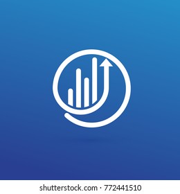 Illustration of business logotype bidding and economic. Vector design logo finance and investment. Graph and chart pictogram, analytic abstract icon