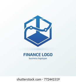 Illustration of business logotype bidding and economic. Vector design logo finance and investment. Graph and chart pictogram, analytic abstract icon